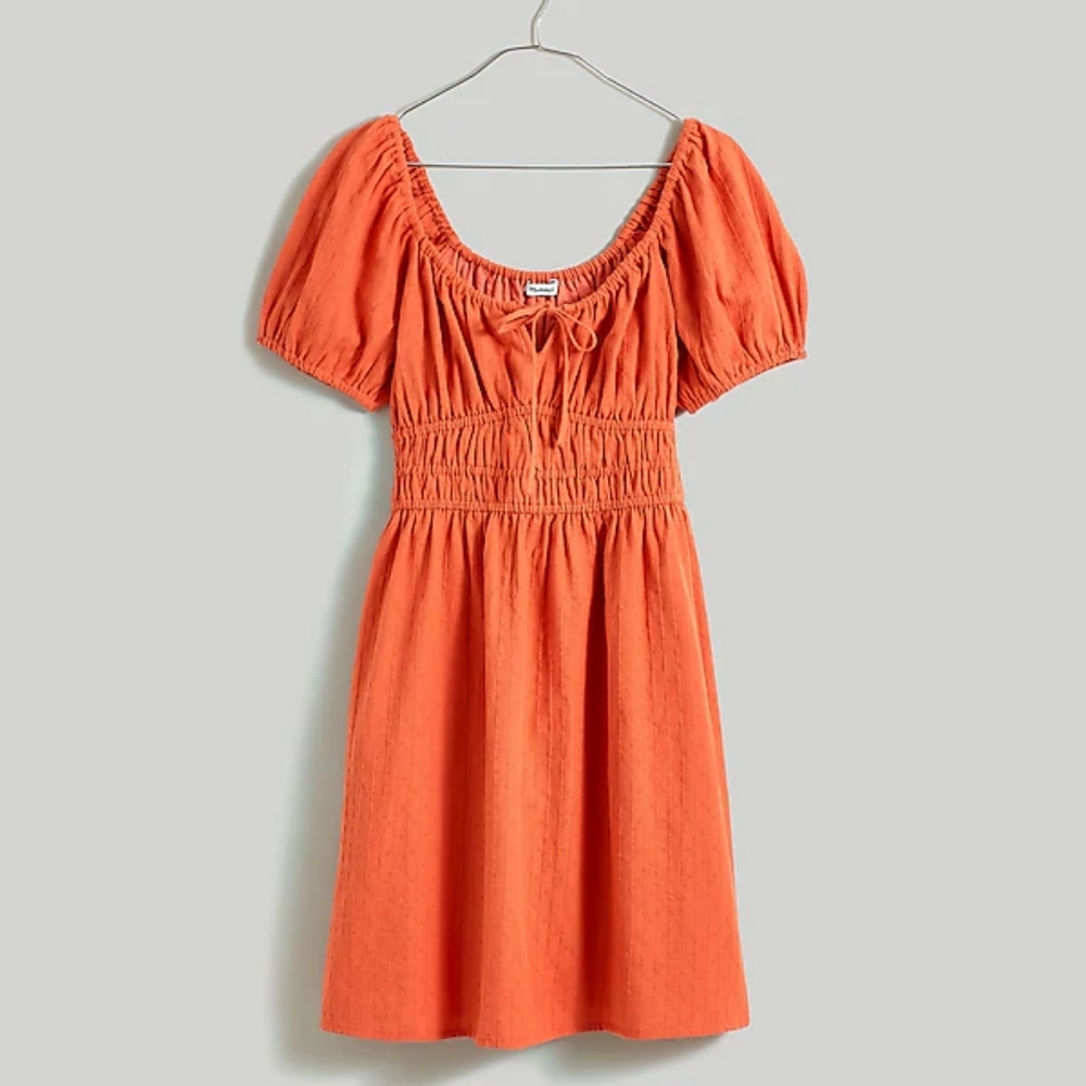 Madewell Dobby Sophia Tie-Front Mini Dress in classic coral BNWTSz XL